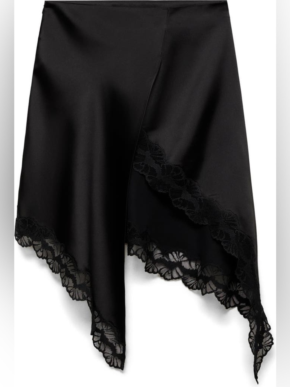 MANGO Asymmetric Satin Skirt